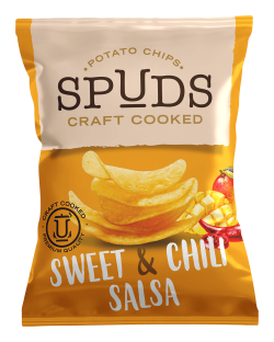 Spuds sweet and chili salsa potato chips